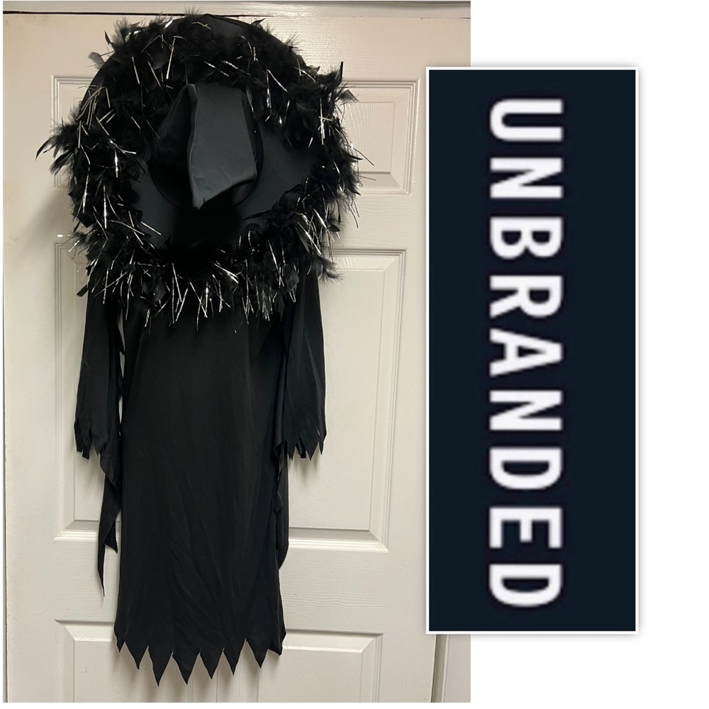 Witch Dress And Feather Boa Hat Costume